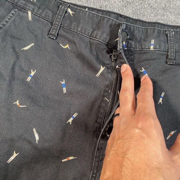 Levis Line 8 Mens Size 36 Swimmer Diver All Over Print Shorts 8" Faded Black - Picture 2 of 12